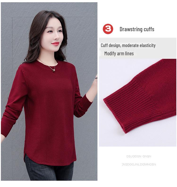 Women's 2025 Woodpecker Knitted Sweater: Fashionable Long Sleeve Autumn/Winter T-Shirt for Middle-Aged Mothers