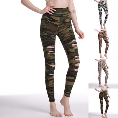 Womens Black Camouflage Prints Stretch Yoga Leggings Fitness Running Gym Sports Active Pants