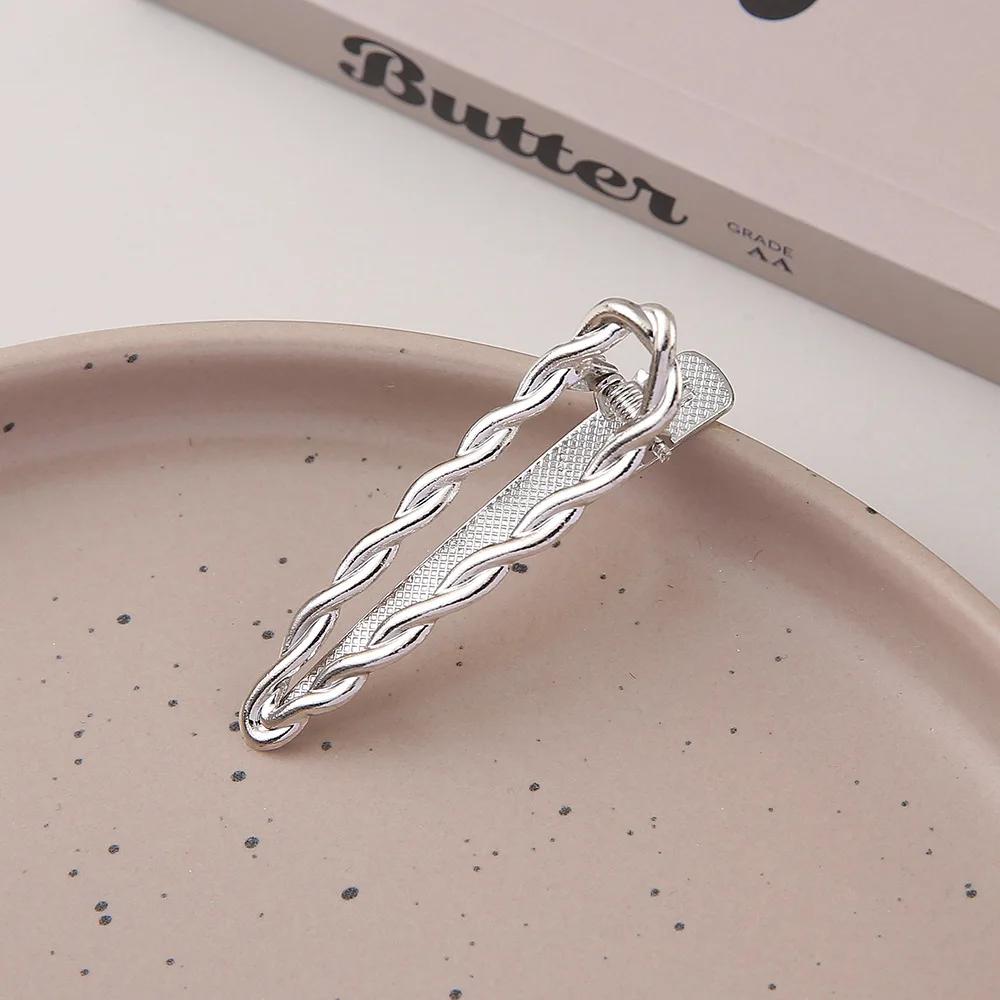 Exquisite Gold Silber Metall Hohl Haarspangen Süß Cool Pony Clip Stirn Gebrochenes Haar Entenschnabelspange Haarnadel Stil Kopfschmuck