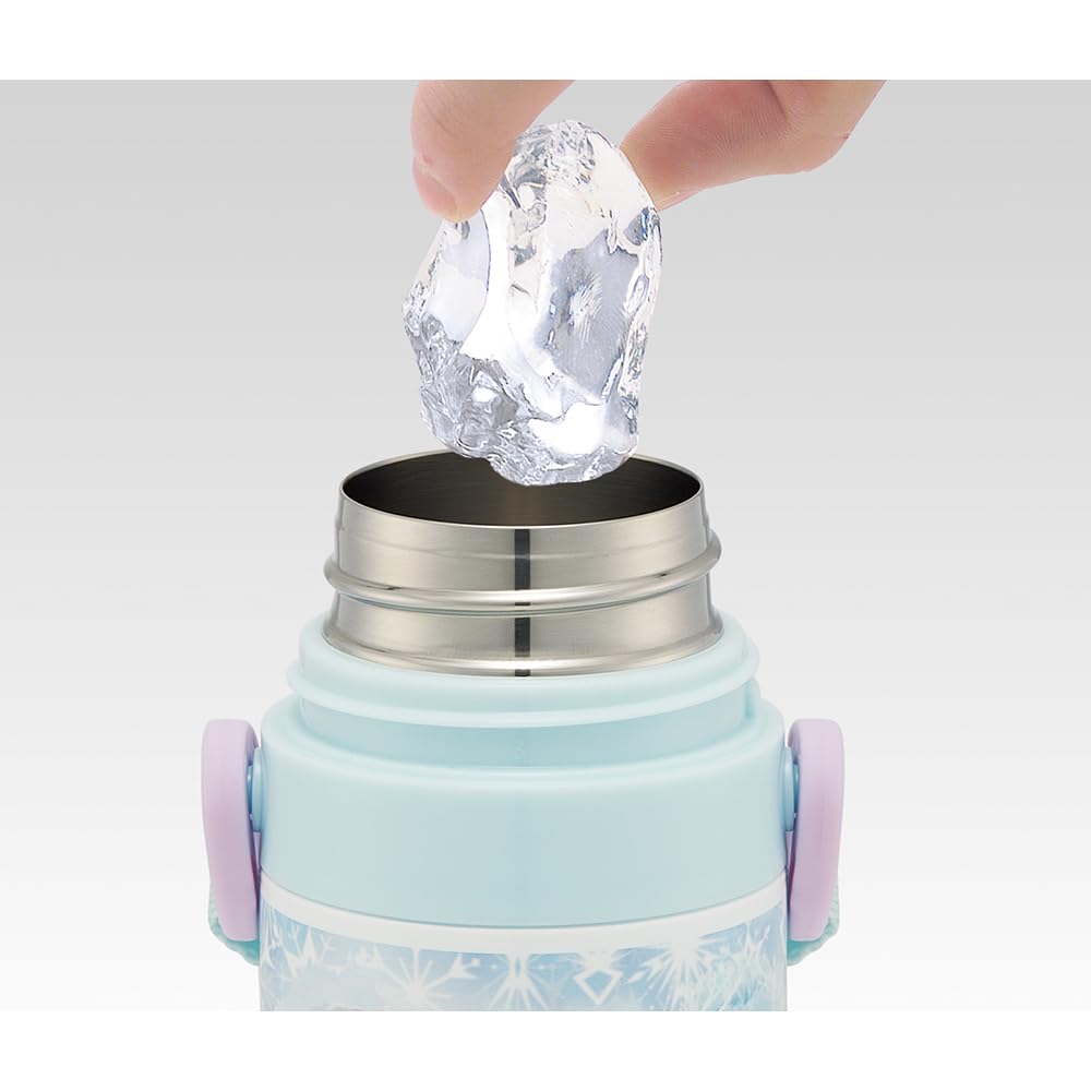 Skater Kids Water Bottle 2-Way Drink Cup Disney Frozen Anna and Elsa Stainless Steel Insulated 470ml/430ml Lightweight Sports