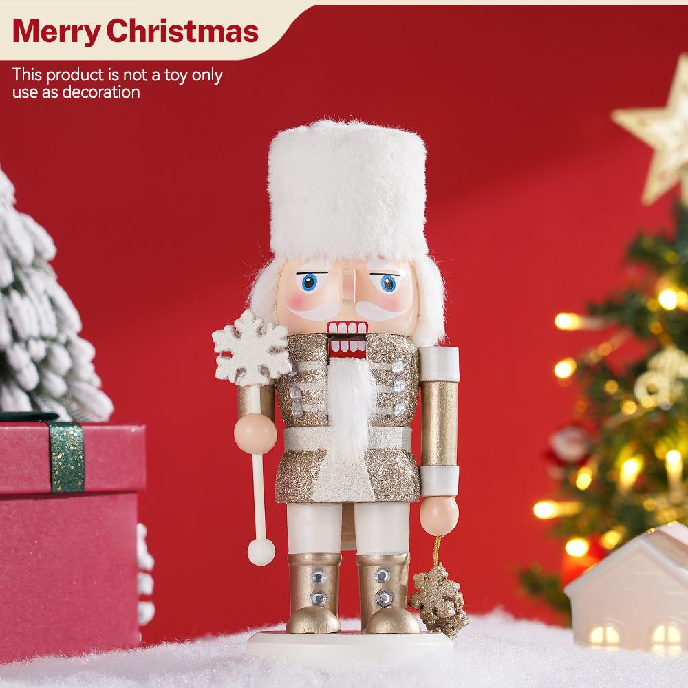 23cm Christmas Nutcracker Wooden Nutcracker Ornament Soldier Figure Handcraft Doll Toy Home Office Desktop Xmas Decoration Gift