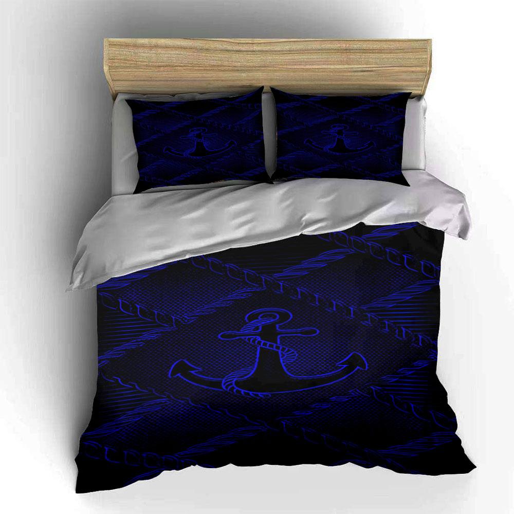 Anchor and rope pattern. Bedding sets Duvet cover sets Duvet covers Pillowcases(1 * Duvet Cover 2 * Pillowcases without duvet insert)