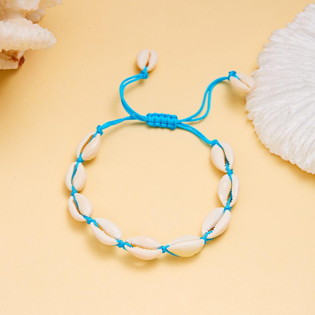 Bohemian Cowrie Shell Surfer Bracelet for Women Handmade Woven Rope Adjustable Macrame Hand Chain Summer Beach Jewelry