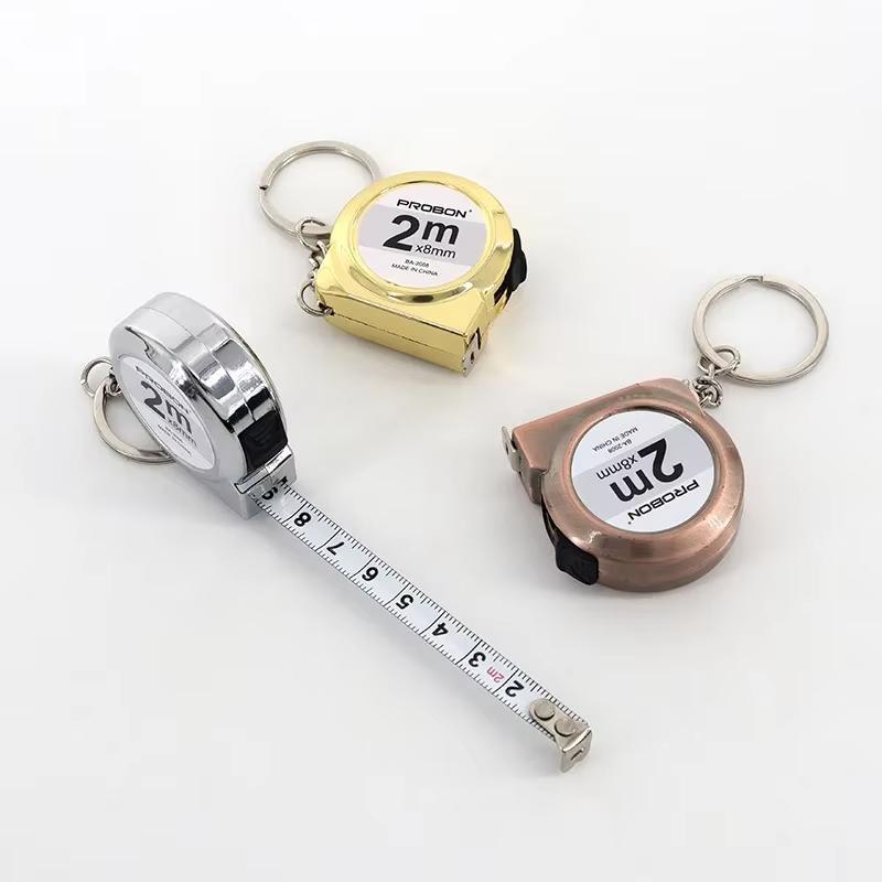 Tragbares Mini-Maßband Einziehbar 2m Baustahl Schlüsselanhänger Design Kleines Haushaltsmesswerkzeug für DIY Basteln und Nähen
