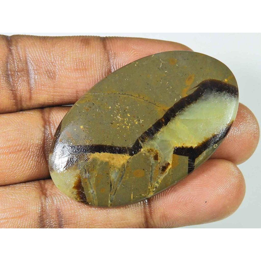 100% Natural Yellow Septarin Oval Flatback Cabochon Loose Gemstone 32X51MM SK-1895