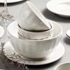 Minimalist Porcelain Dinnerware Set Textured Ceramic Plate Bowls Eco-Friendly Glazed Complete for Daily Dining Restaurant Use