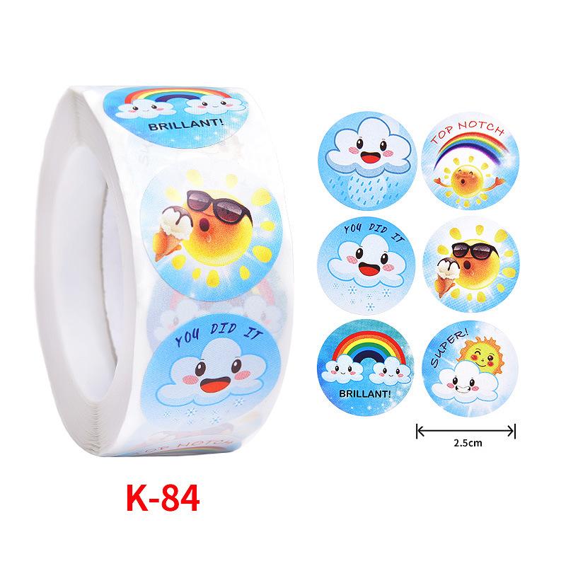 500Pcs Children's Cartoon Animal Stickers Baby Stickers Kindergarten Inspirational Little Red Flower Reward Roll Stickers