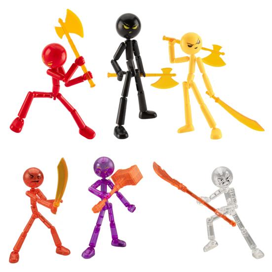 3/6Pcs Posable Stickman Action Figure with Handheld Items Movable Joints Stickman Fidget Toy Desktop Decoration Gift for Collectors