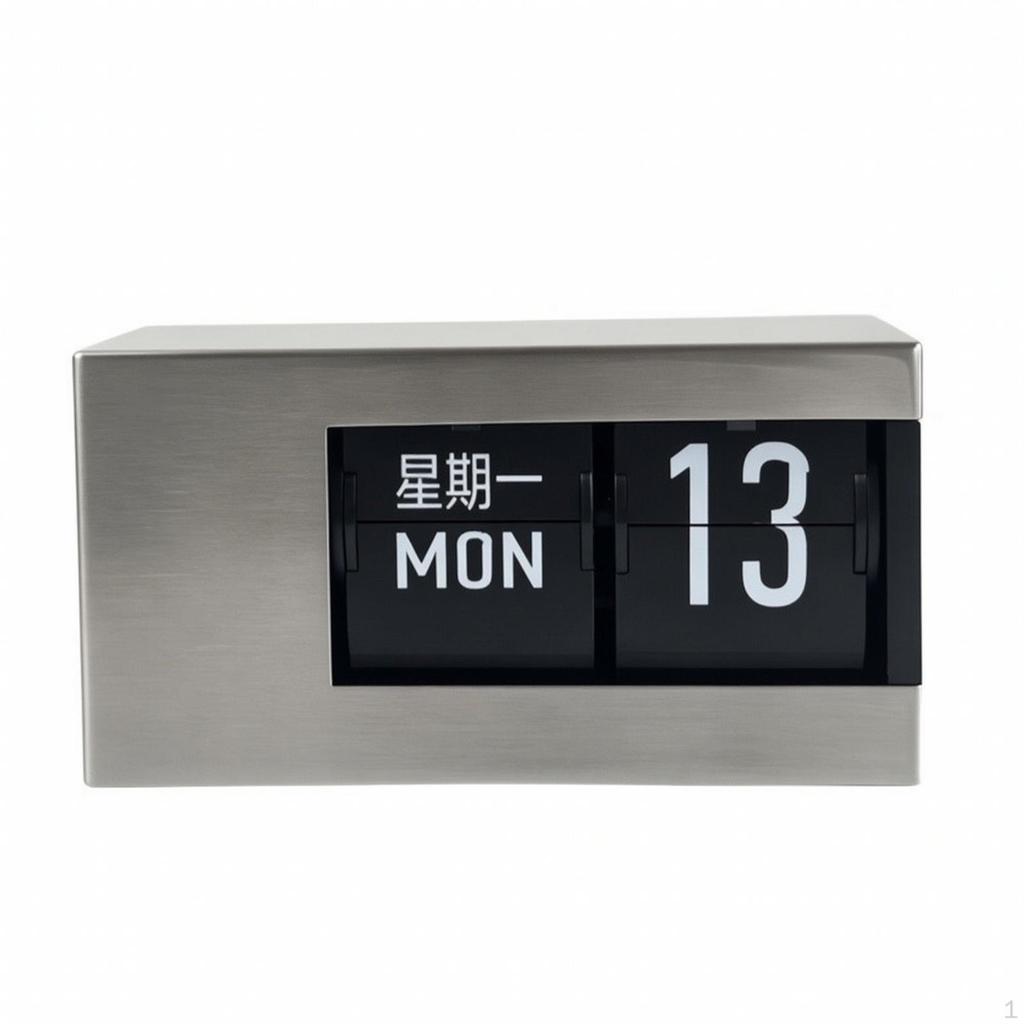 Easy to Read Flip Clock with Calendar | Compact Tabletop Design, Minimalist Decorative