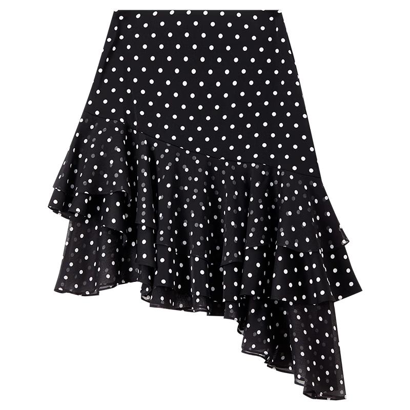 Women s Ruffled Polka Dot A-Line Midi Skirt M