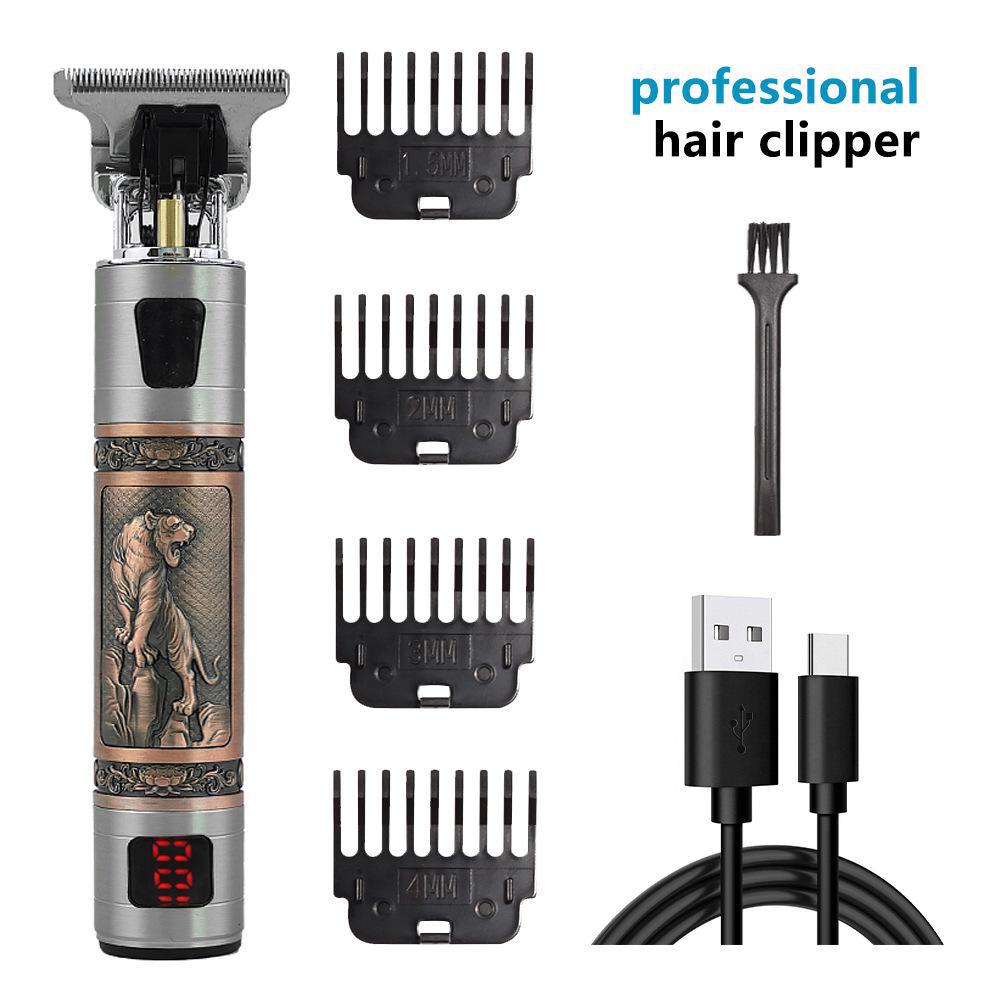 Rechargeable Metal Hair Clipper: Oil Head, Carving, Bald, and Cross-Border Electric Razor.