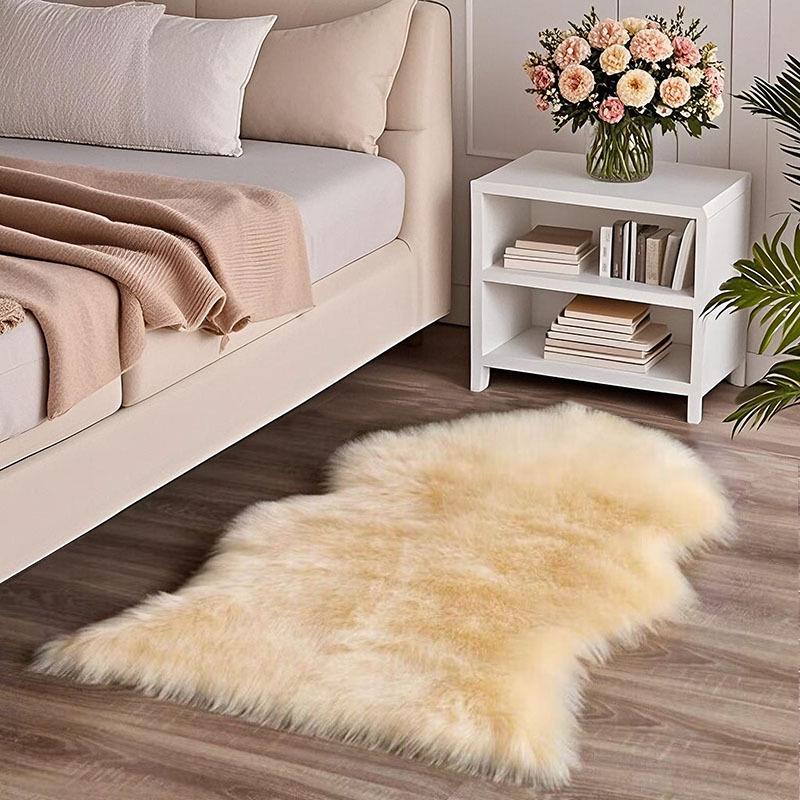 Plush Imitation Wool Carpet & Chair Cushion - Thick Decorative Floor Mat & Bedside Rug for Living Room