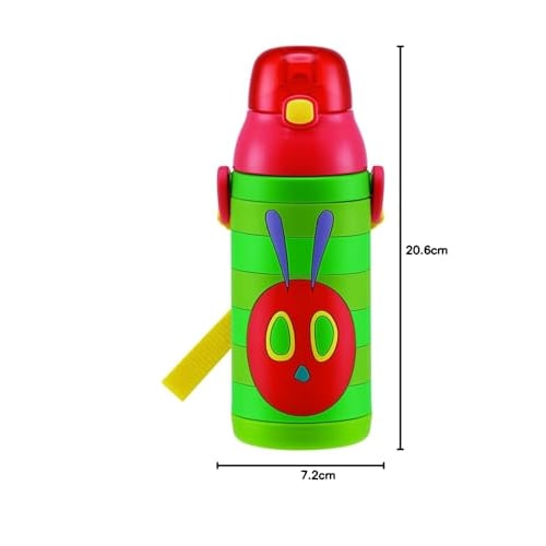Skater Stainless Steel Children's Water Bottle, 380ml, with Straw, 3D Very Hungry Caterpillar Design, SSPV4