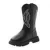 Autumn New Vintage Embroidered Mid-cut High Boots