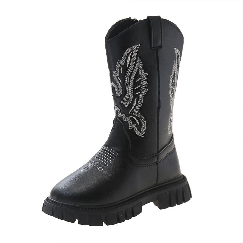 Autumn New Vintage Embroidered Mid-cut High Boots