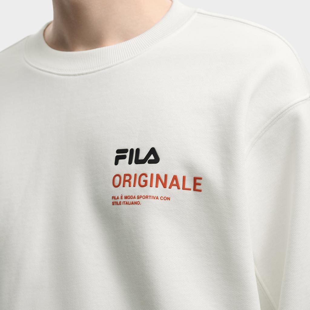 Fila Original Fashion Classic Retro Casual Versatile Loose Comfortable Simple Crew Neck Pullover Sweatshirt Men Sweatshirt White F11M549202FWT