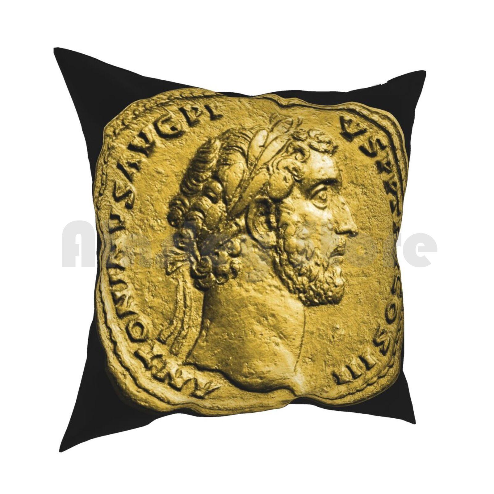 Antoninus Pius Gold Roman Coin Pillow Case Printed Home Soft DIY Pillow Cover Gold Roman Coin Ancient History Sestertius 30x30cm 12x12in