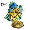 Soft Colorful Mood Lighting Cute Bedside Table Lamp Butterfly Rose Nightstand Lamps Stained Glass Switch Power Cord Lamp Wing Shade Bedroom