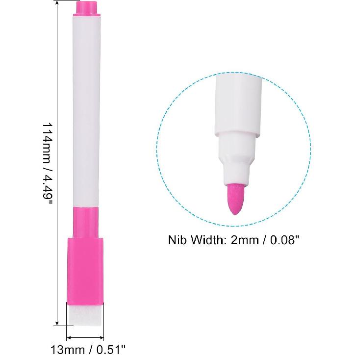 PATIKIL Dry Erase Marker Pens, 100 Pack Rose Red Ink Fine Point Low Odor Whiteboard with Eraser Cap for Office Home Classroom, White Pen Rod