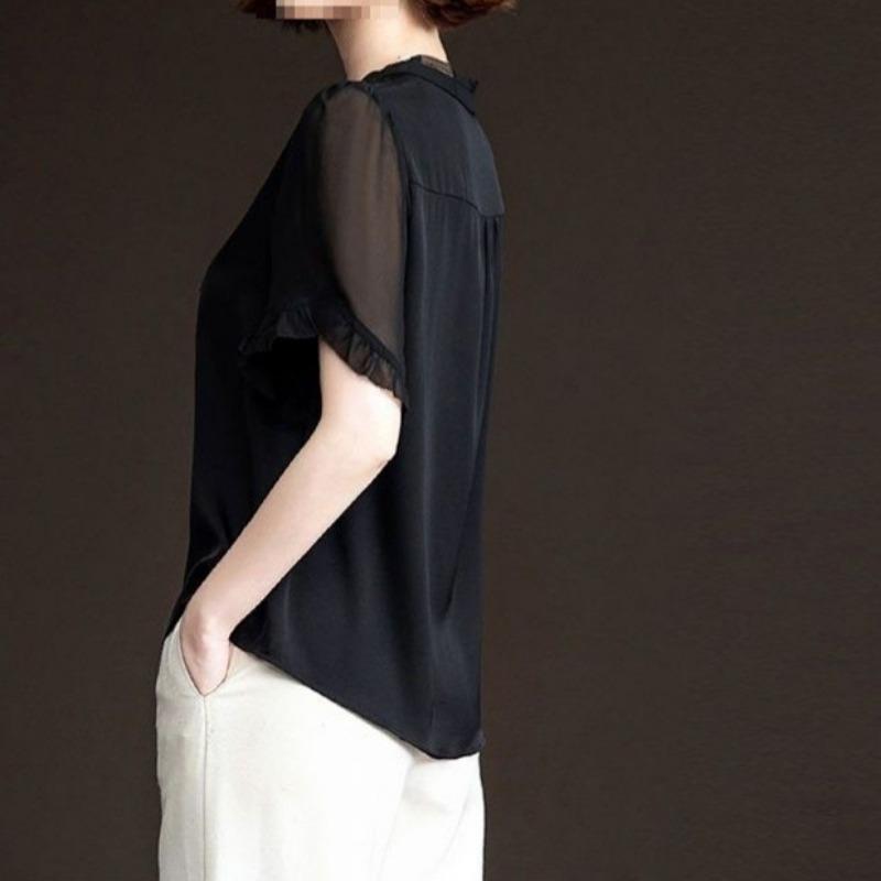 Chiffon Women's Summer Short Sleeved Plus Size Women's Top Stylish Slimming Lace Blouse Blouses & Shirts