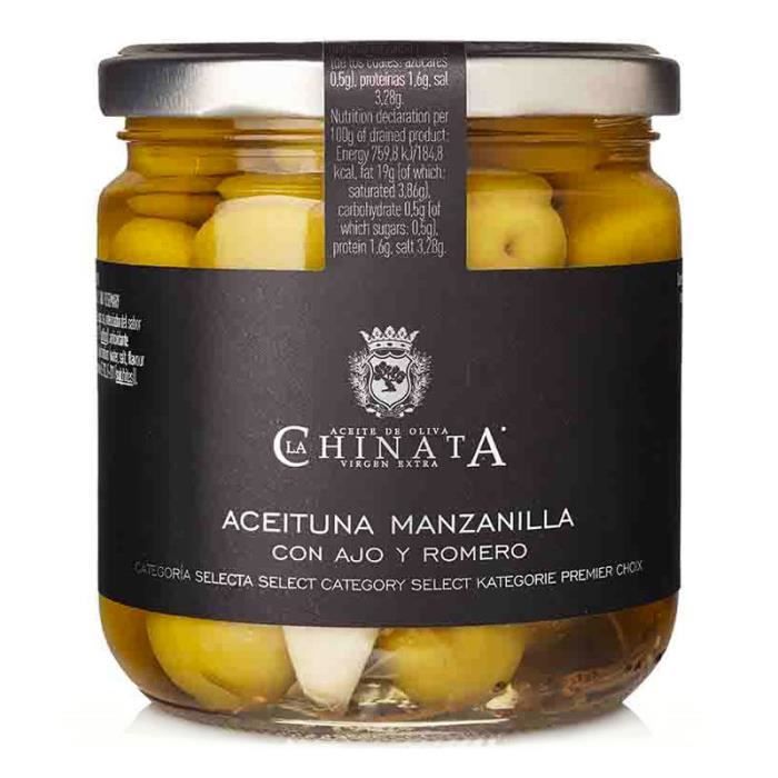 Olives Manzanilla avec Ail &amp; Romarin - La Chinata