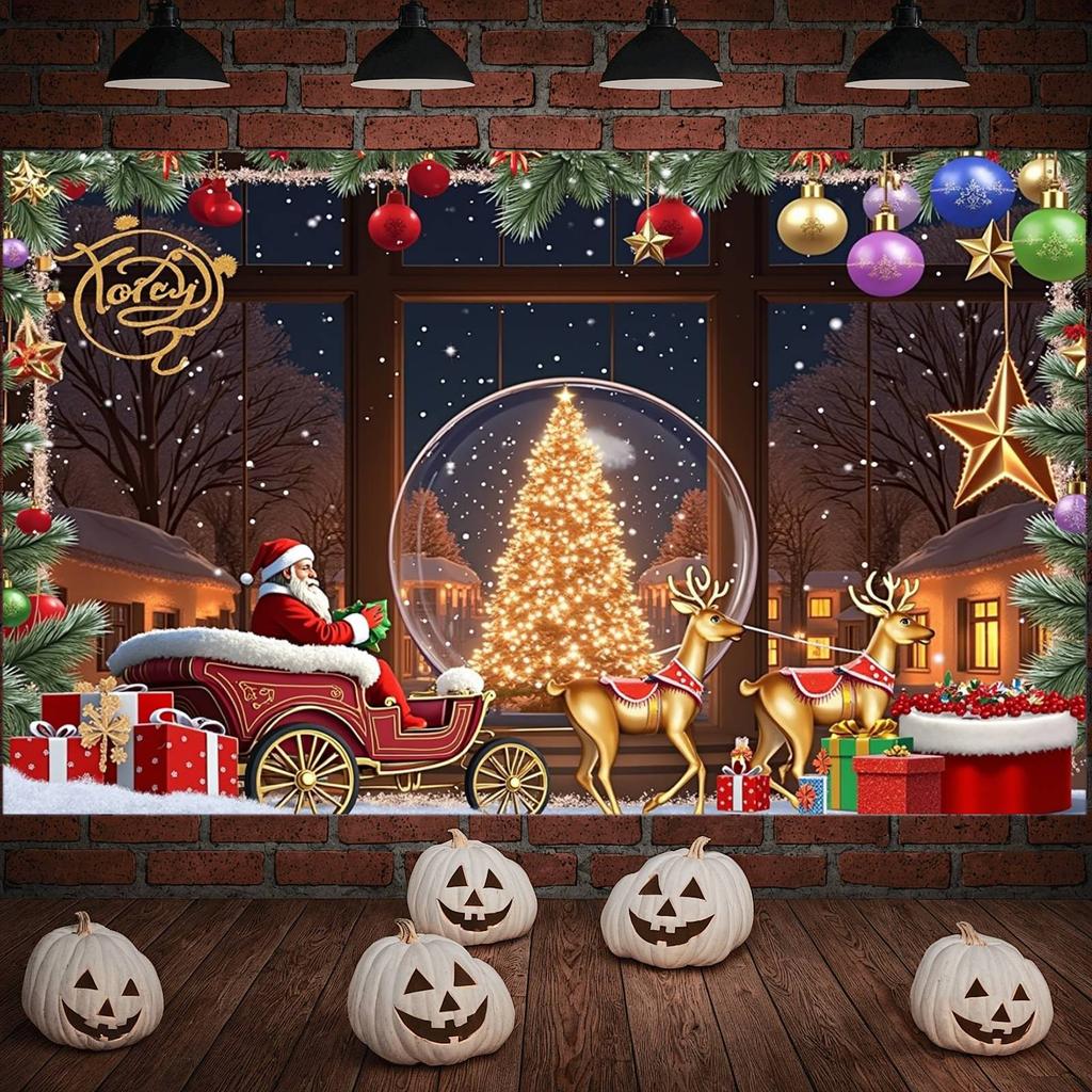 Christmas Backdrop Sparkling Decor Christmas Banner Christmas Tree Banner Snowflake Pattern For Home Decoration Indoor Party