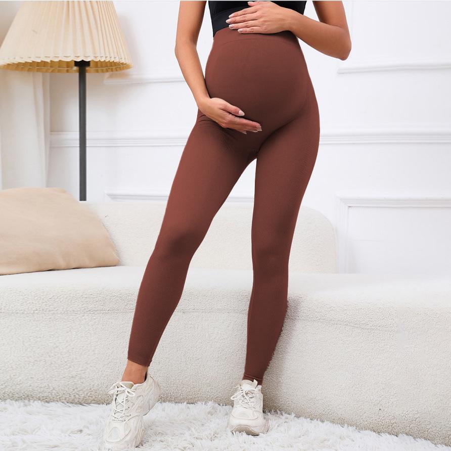 High Waist Maternity Yoga Leggings with Abdomen Support and Hip Lift - Elastic and Comfortable for Sports.