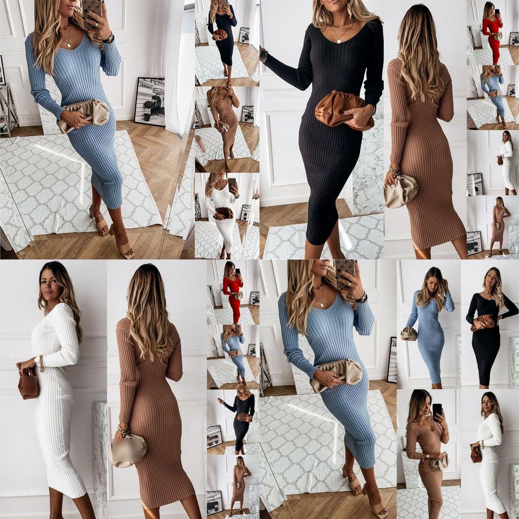 Elegant Womens Long Sleeve Bodycon Dress Perfect For Evening Parties And Casual Wear