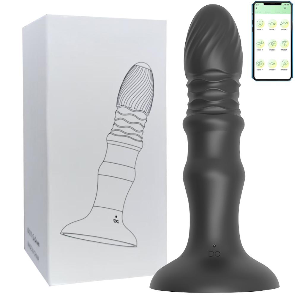 Thrusting Vibrating Anal Plug with Suction Cup App Remote Control Prostate Massager Butt Plug Vibrator Sex Toys for Men Women