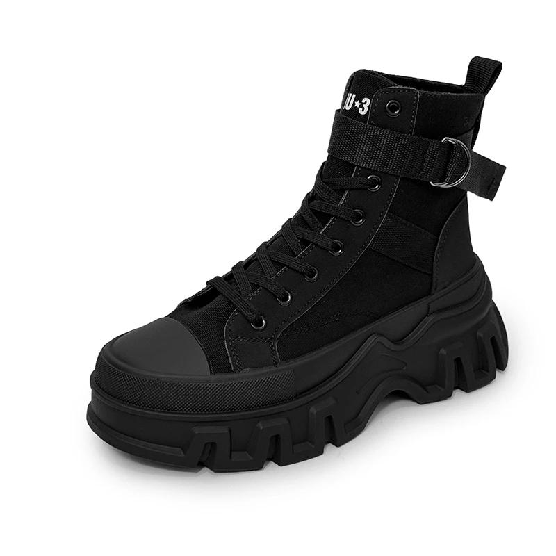 Herren Hohe Schnürstiefel mit Schnalle Übergröße 2026 Herbst und Winter Neue Stiefel Leinwandoberfläche Herren und Damen Schuhe