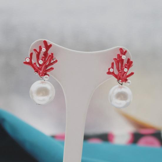 1 Paar Ohrstecker Korallenform Kunstperlen Schmuck Niedlich All Match Ohrstecker