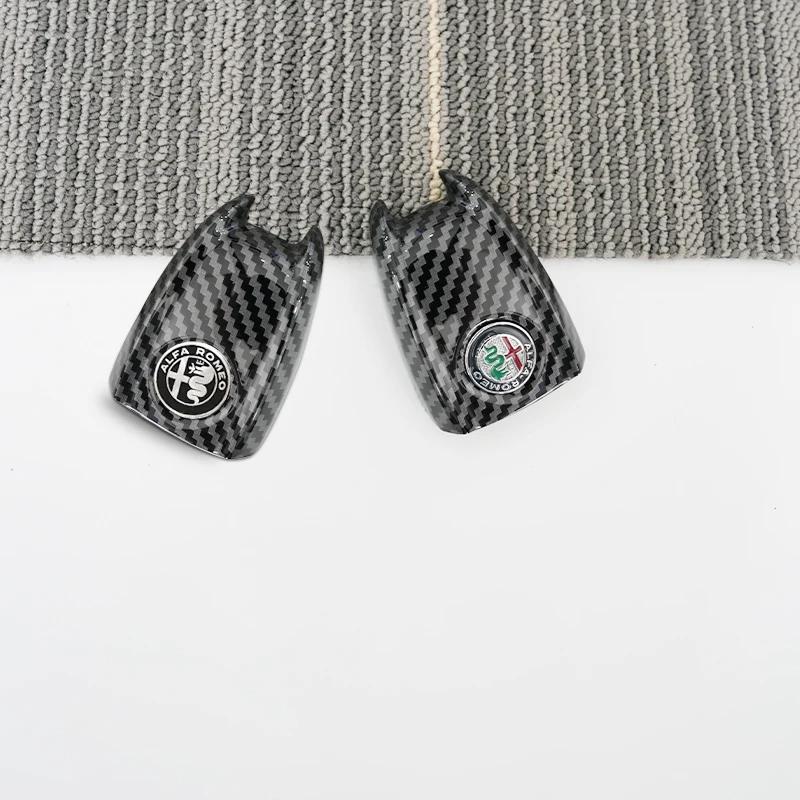 For Alfa Romeo 2026 Hot Sticker Car Key Cover Replacement Key Case for Alfa Romeo Stelvio Giulia Tonale Carbon Fiber Style