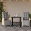 3 Piece Garden Dining Set with Cushions Beige Mix Poly Rattan