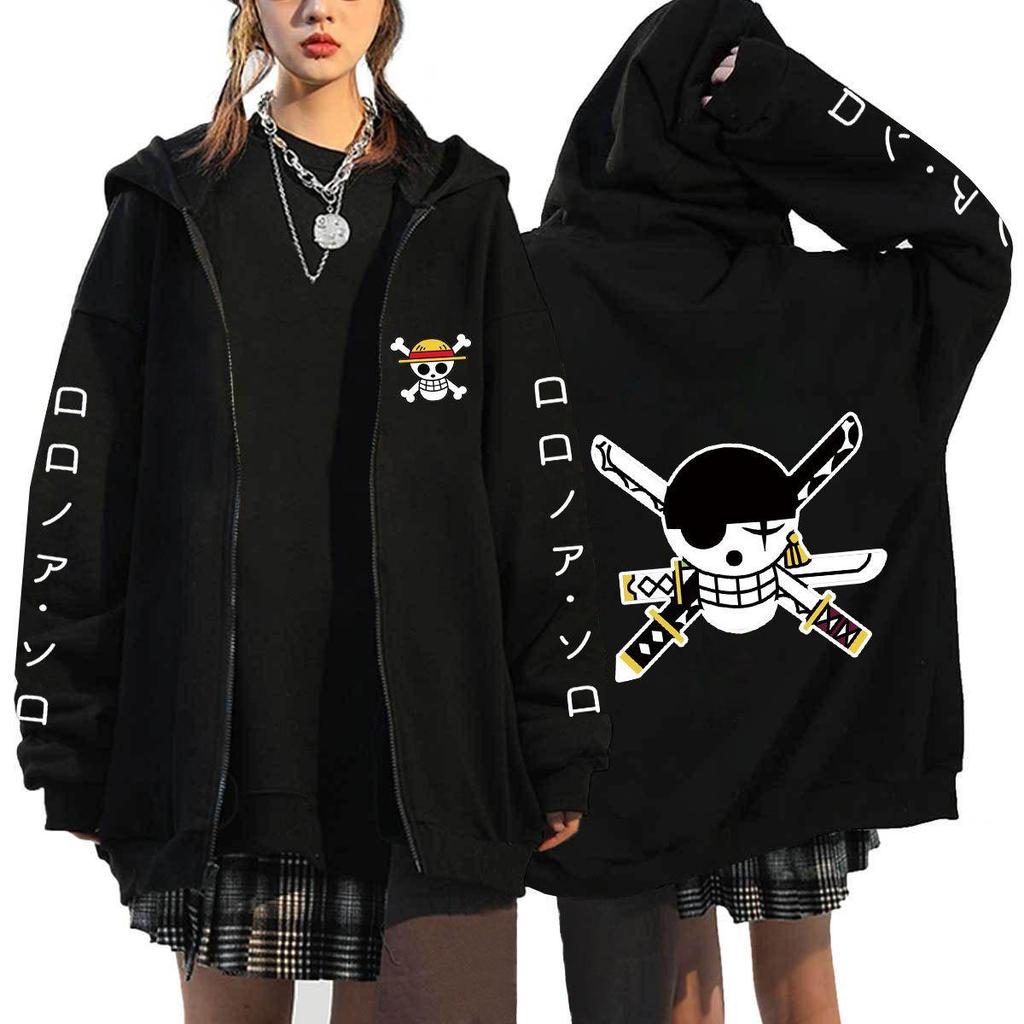Japanese Anime ONE PIECE Hoodies Men Kawaii Harajuku Manga Graphic Zipper Coats Monkey D. Luffy Printed Streetwear Sweatshirts Unisex Pullovers Tops