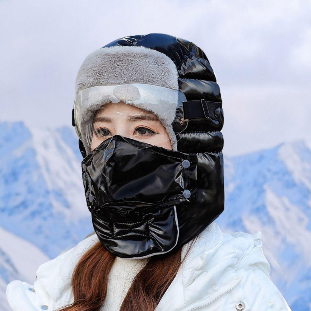 Thicken Full Face Cover Hats Windproof Winter Electric Car Hat Winter Goggles Mask Hat  Skating