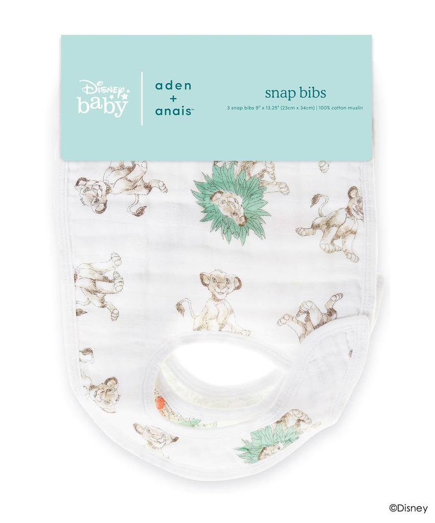 aden anais Snap Set of The Lion King Disney Cotton Adjustable Feeding Baby BBADABDDISN405J + Bibs, 3, Design, 100% Muslin, Bibs, Bibs, Gift,