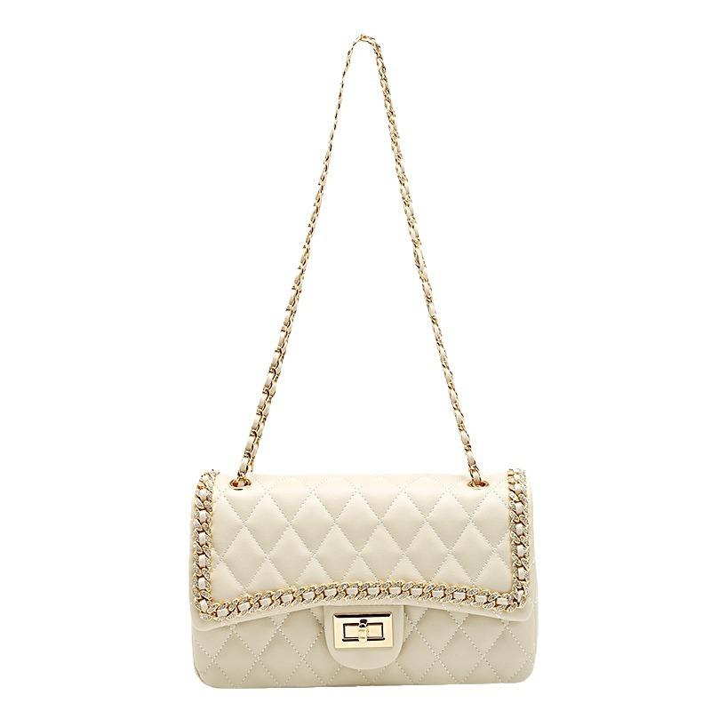 

Кожаная маленькая сумка в стиле «маленький аромат», классическая ромбовидная цепочка, сумка подмышку, нишевая сумка высокого класса на одно плечо/через плечо