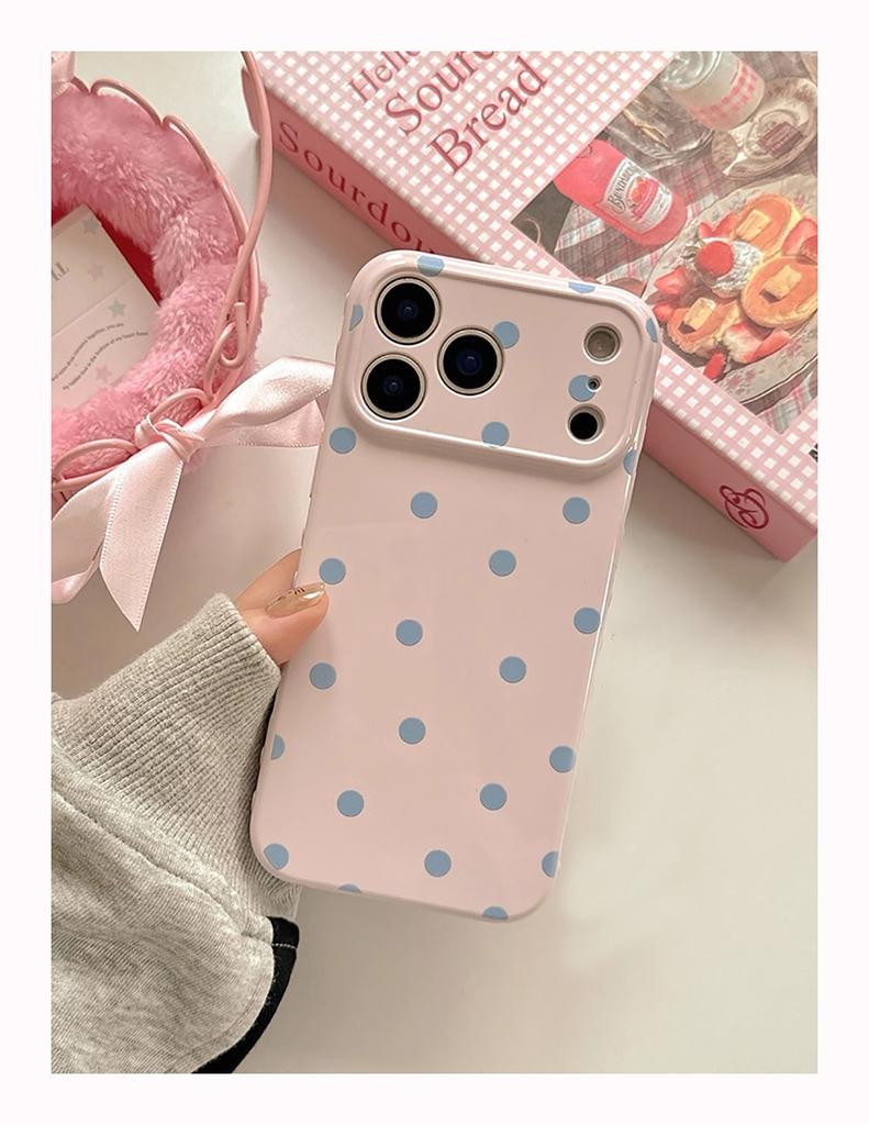 INS Lovely Polka Dot Cute Soft Phone Case for IPhone 14 16 15 17 Pro Max 13 Korean Candy Pink Phone Protective Back Cover Case