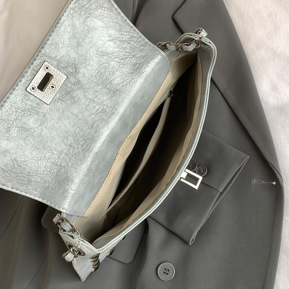 Golden Leather Texture Single Shoulder Casual Women's Hand-held Bag - Vintage Rivets Armpit Slung