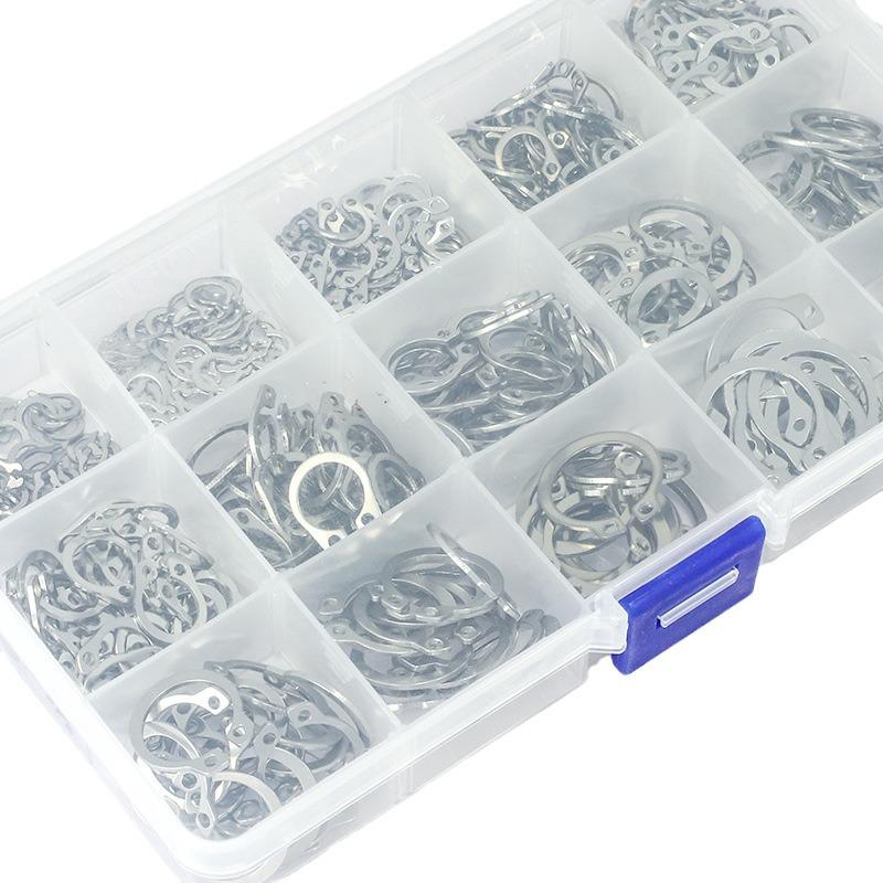 Zestaw pierścieni ustalających wału zewnętrznego ze stali nierdzewnej 304, typ C, DIN471.