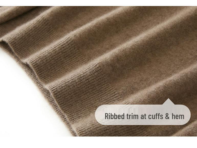 Women's Versatile Cashmere Round Neck Sweater - Thin, Simple, Loose-Fit Knitted Design for Autumn/Winter.