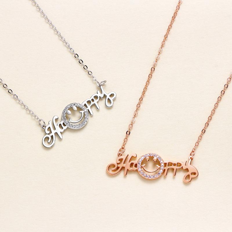 Creative Smile Letter Necklace Women's Fashion Versatile Niche Design Sense Personalized Pendant Accessories