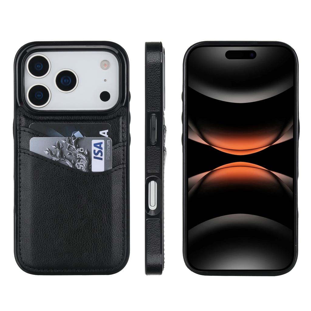 For iPhone 17 Pro Case Card Slot Slim-Fit PU + TPU Mobile Cover