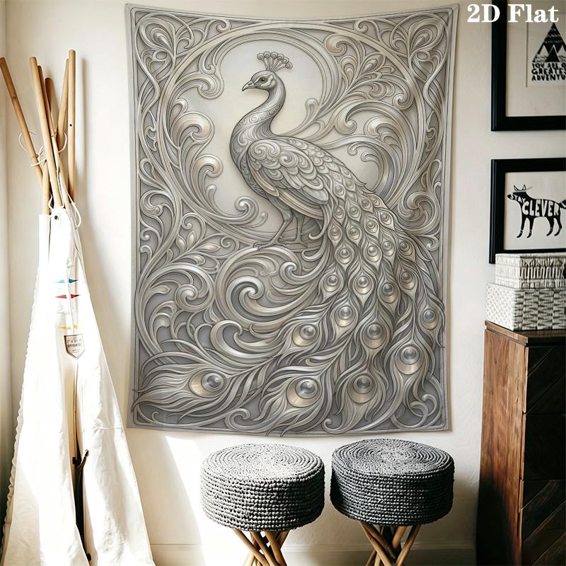 Peacock Wall Tapestry Aesthetic Wall Hanging Printed Fabric Blanket Decorative Tapestries for Bedroom Living Room Home Decor