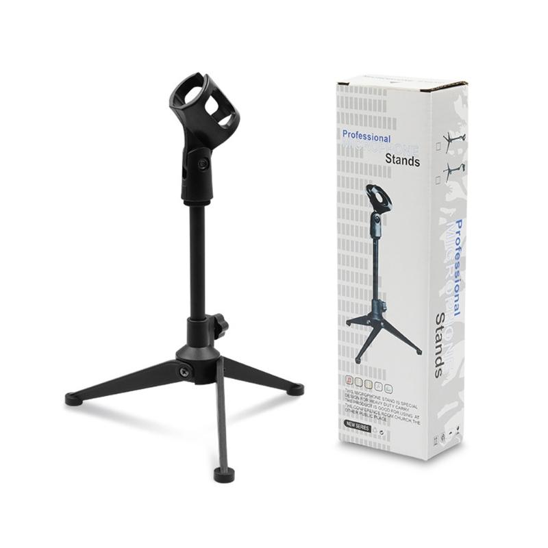 Solid Metal Tripod Desktop Microphone Stand With Adjustable Height 22-27cm For Streaming Podcasting And Live Broadcasting