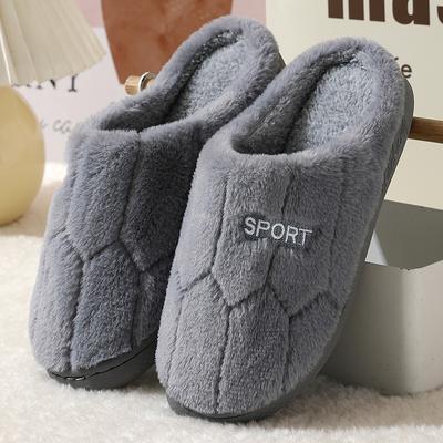 Lujosas pantuflas de vellón con suelas acolchadas para una calidez acogedora en invierno con diseño de iniciales de pareja a juego