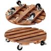 Wooden Base Plant Stand Holder Round/Square Rolling Wheeled Pot Trays Flower Pot Rack Tray  Garden