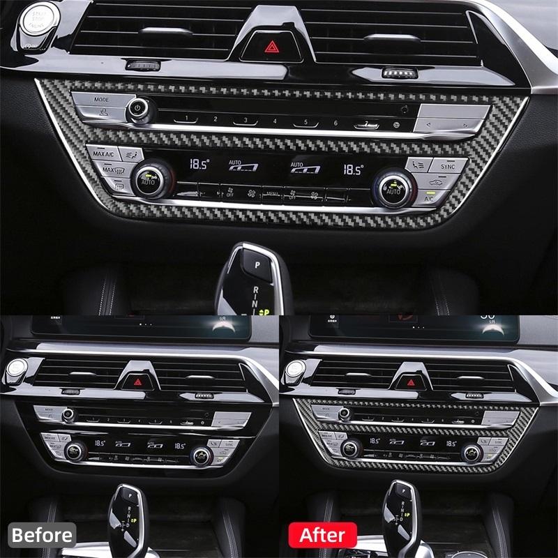 For BMW 5 Series G30 2018-2022 Accessories Carbon Fiber Interior Car Central Control CD Button Panel Decoration Frame Trim Cover