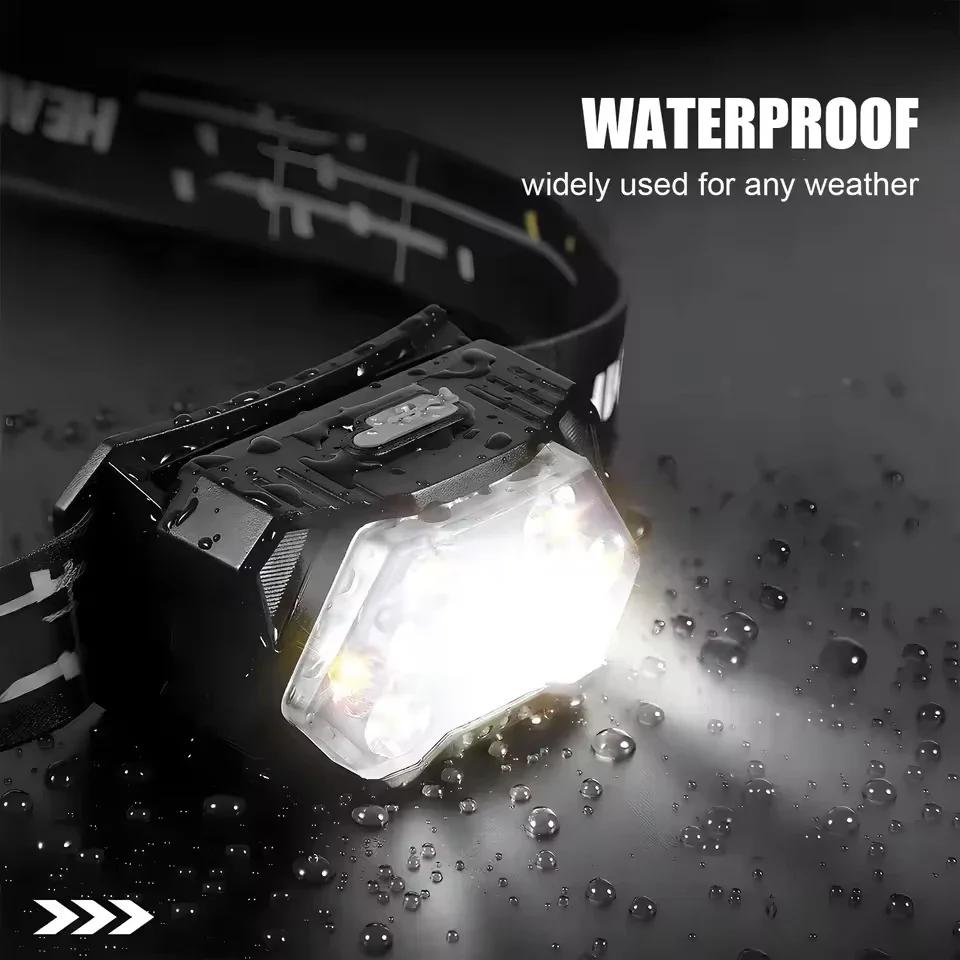 Ultra Bright 9 LED Headlight with Red Light Rechargeable Headlamp Outdoor Running Hiking Camping Forehead Flashlight Head Lamp