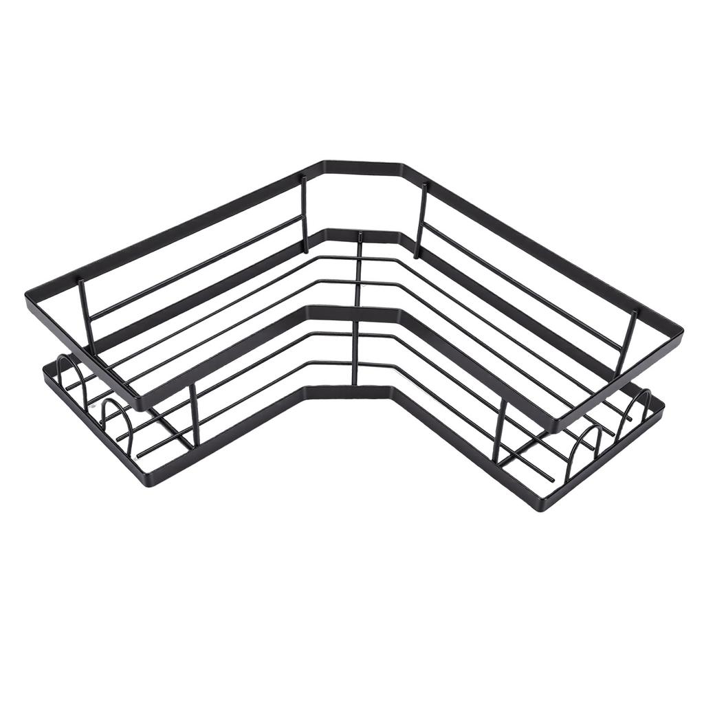 Corner Shower Shelf Wall Mounted Bathroom Organizer with Adhesive Hooks for Kitchen Toilets Living Rooms Black Small